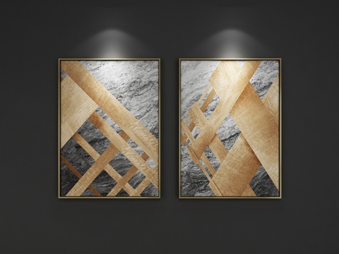  现代抽象艺术挂画 抽象画 装饰画 画 3D模型3d模型 