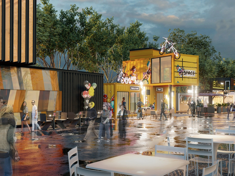 现代集装箱建筑 集装箱商业街 夜市su模型