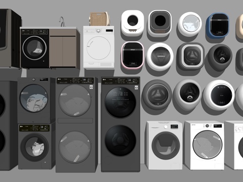 现代壁挂洗衣机双筒洗衣机洗手池su模型