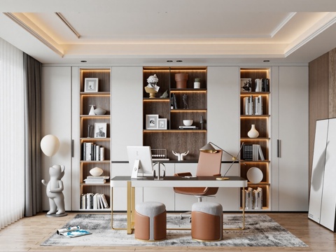 现代家居书房su模型