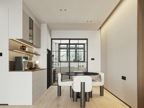  极简餐厅3d模型 