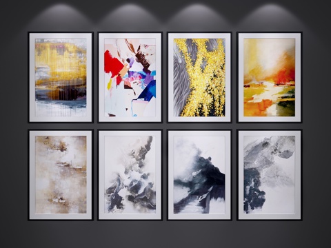  现代北欧装饰画 挂画 艺术画 抽象画 新中式装饰挂画3d模型 