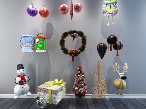  其它圣诞节 礼物 圣诞树 装饰品 雪人 鹿 美陈 雪橇3d模型 