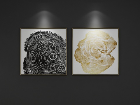  现代年轮装饰画组合 抽象画 装饰画 画 3D模型3d模型 