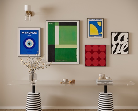 现代奶油风组合画su模型