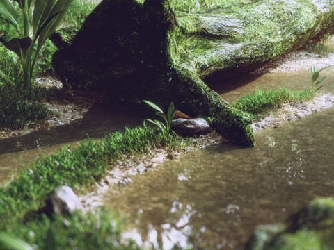  其它草地 木头 水池 水坑 景观 土地 植物 造景3d模型 