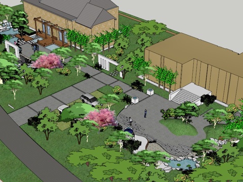 游园景观设计模型 园林景观模型 广场方案设计 园林方案设计su模型