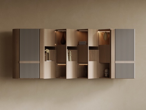 新中式书架 置物架su模型