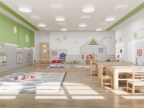 幼儿园教室  活动室su模型