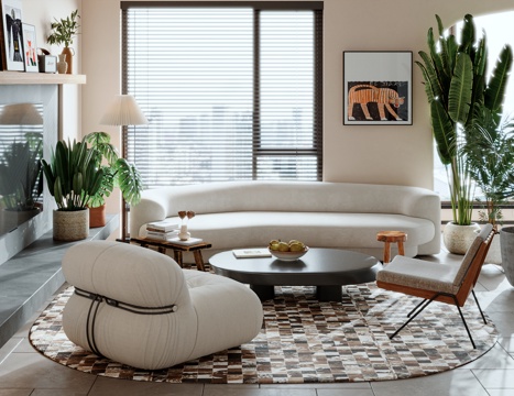  中古风客厅 森林系客厅3d模型 