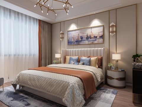  后现代轻奢客餐厅模型3d模型 