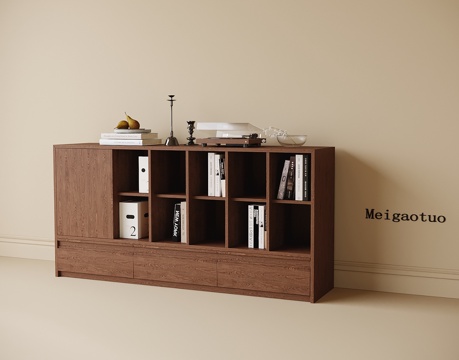 现代边柜 矮书柜 装饰柜su模型