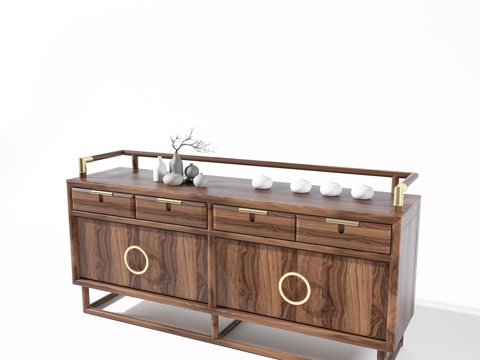  新中式餐边柜 边柜 储物柜 新中式 新中式边柜 新中式餐边柜3d模型 