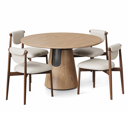 Calligaris 宋式美学餐桌椅 新中式餐桌椅 圆形餐桌su模型