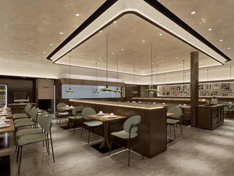  现代中餐厅 现代餐厅 中式中餐厅3d模型 