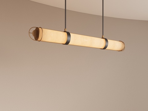 现代餐厅吊灯 金属吊灯 长条吊灯 轻奢吊灯 复古吊灯su模型