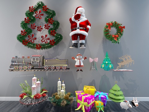  其它圣诞节 礼物 圣诞树 装饰品 雪人 鹿 美陈 雪橇3d模型 