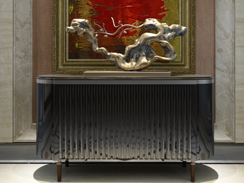  新中式端景台 玄关 雕塑 案几3d模型 