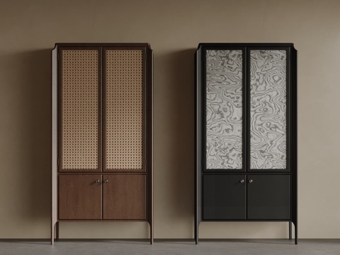 中古风斗柜 餐边柜su模型