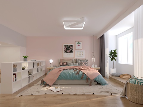  北欧卧室 女儿房3d模型 