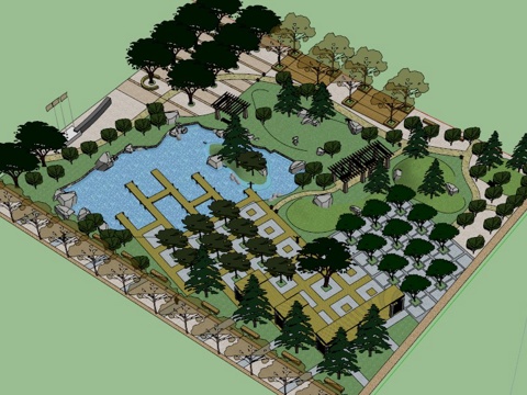 学生广场模型 园林景观模型 广场方案设计 园林方案设计su模型