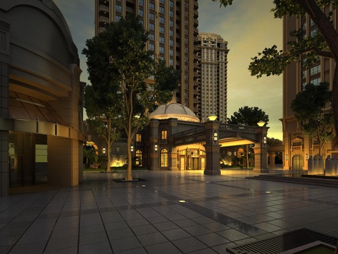  新古典欧式别墅会所售楼处3d模型 