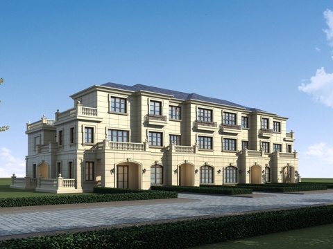  欧式古典欧式别墅外观3d模型 