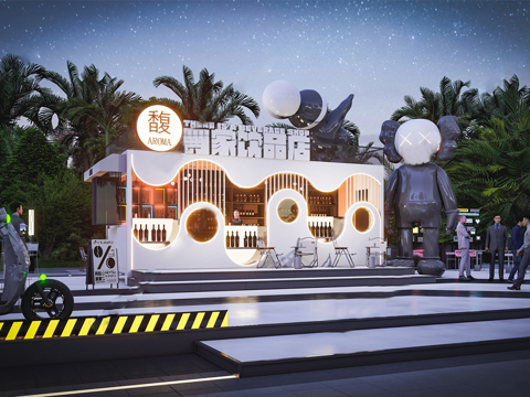 现代集装箱餐饮 酒吧 奶茶店 饮品su模型