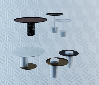  现代轻奢茶几 圆几 组合3d模型 