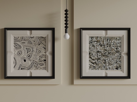 中古风装饰画 挂画su模型