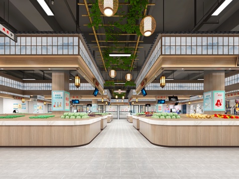  农贸市场 菜市场3d模型 