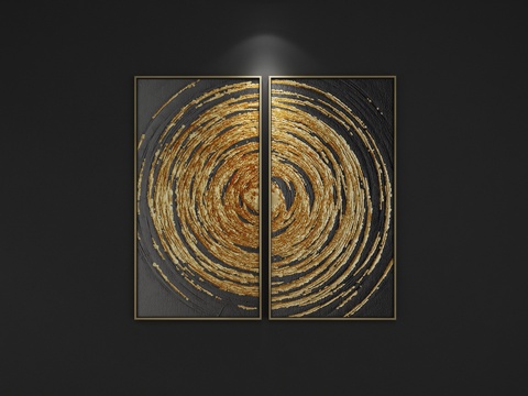  现代圆形树木 年轮抽象装饰挂画 抽象画 装饰画 画 3D模型3d模型 