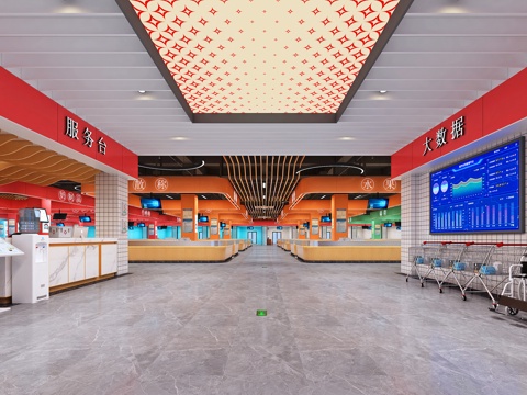  现代农贸市场   菜市场3d模型 