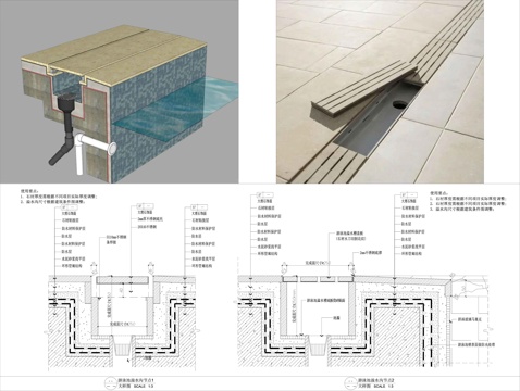 游泳池溢水沟节点cad施工图