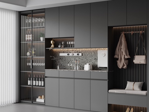 现代鞋柜 酒柜su模型