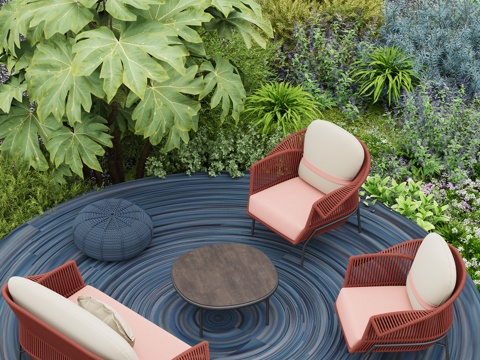 现代户外休闲沙发 单人 双人 编绳沙发su模型