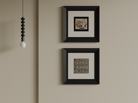 中古风装饰画 挂画su模型