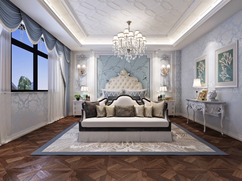  简欧欧式卧室3d模型3d模型 