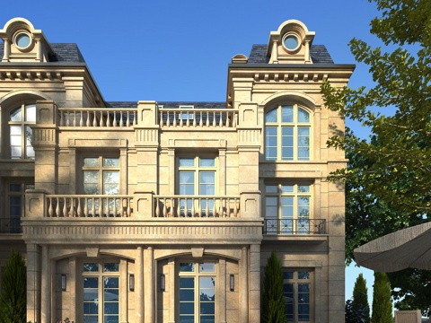  欧式豪华联排别墅外观3d模型 