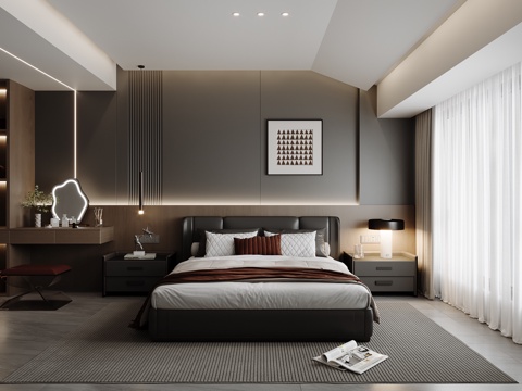 现代意式卧室su模型