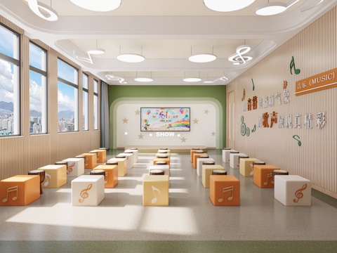 幼儿园教室  音乐教室su模型