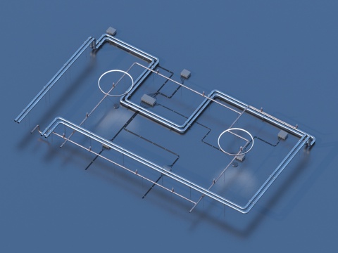  管道 抽风系统3d模型 