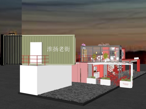 集装箱烧烤店 集装箱建筑su模型
