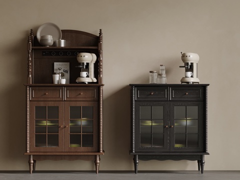  中古风餐边柜 斗柜 法式餐边柜3d模型 