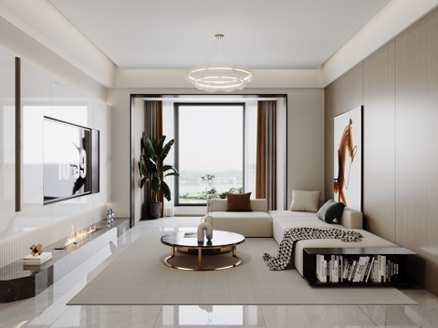  现代轻奢客餐厅3d模型 