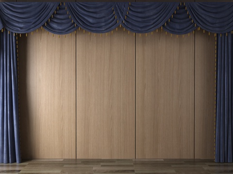  简欧窗帘 挂帘 双层帘 纱帘 布帘3d模型 