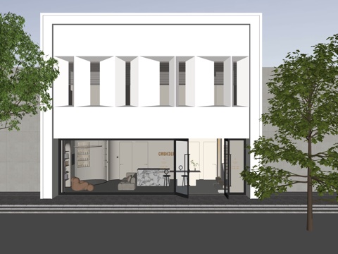 现代门头门面 店面门头su模型