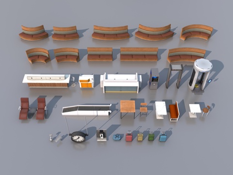  机场物品道具3d模型 