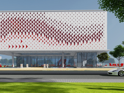 现代展览馆su模型