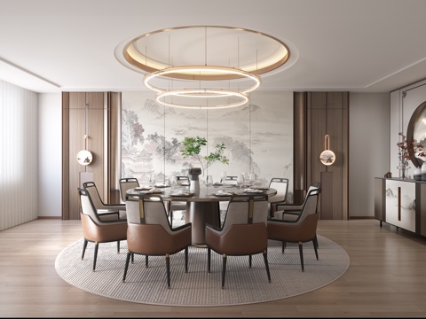  新中式包间 餐厅包厢 会所包厢 酒店包间3d模型 